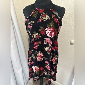 Ambiance Black Dress with Pink Floral Design